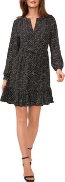 Vince Camuto Print Long Sleeve Dress