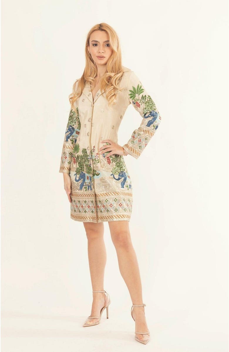 RAAS Ecrina Embroidered Blazer Mini Dress, Alternate, color, Beige