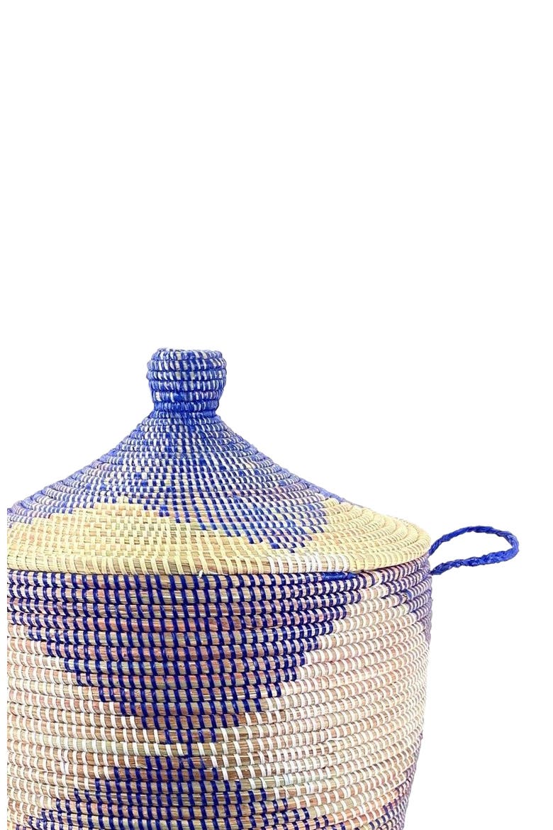 Dou Lid Storage Basket Chevron Low Storage, Alternate, color, Navy, White, Natural