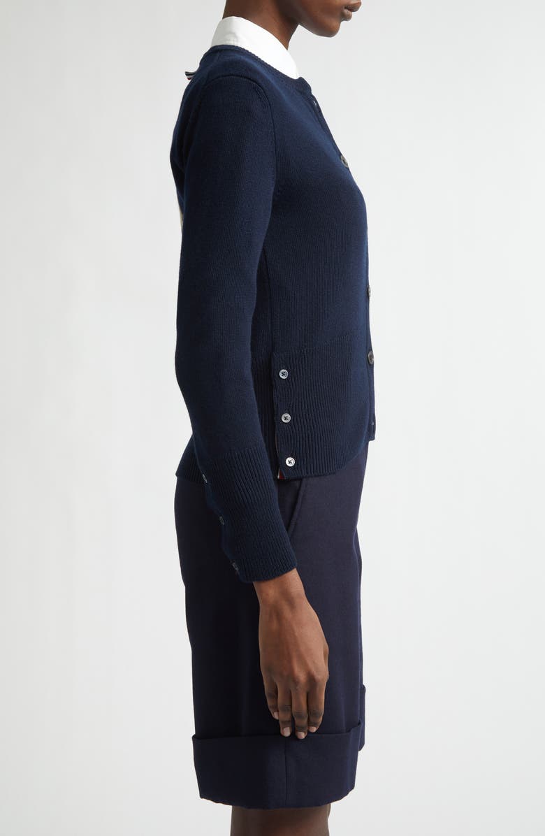 Thom Browne Merino Wool Cardigan, Alternate, color, Navy