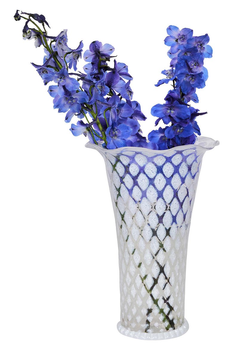 Trellis Glass Vase, Alternate, color, WHITE