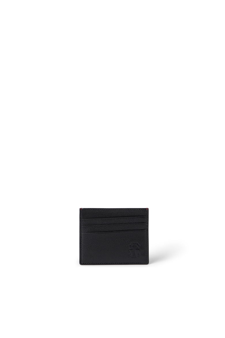 Grained leather card holder, Main, color, Black