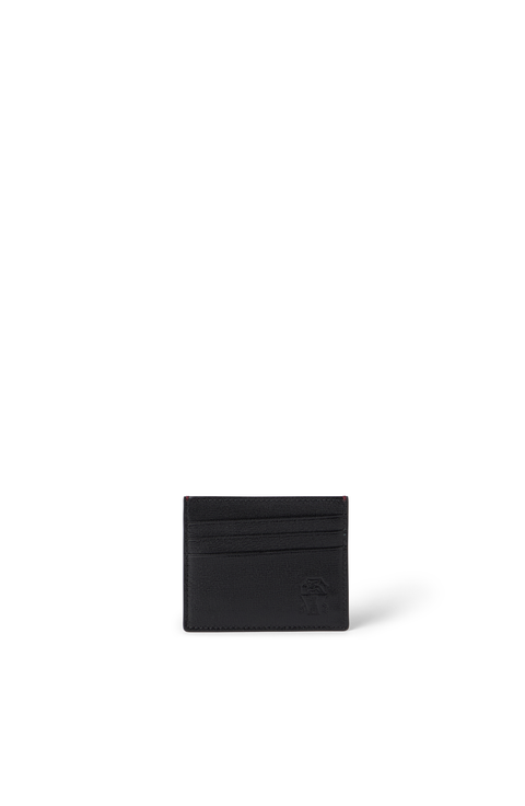 Grained leather card holder