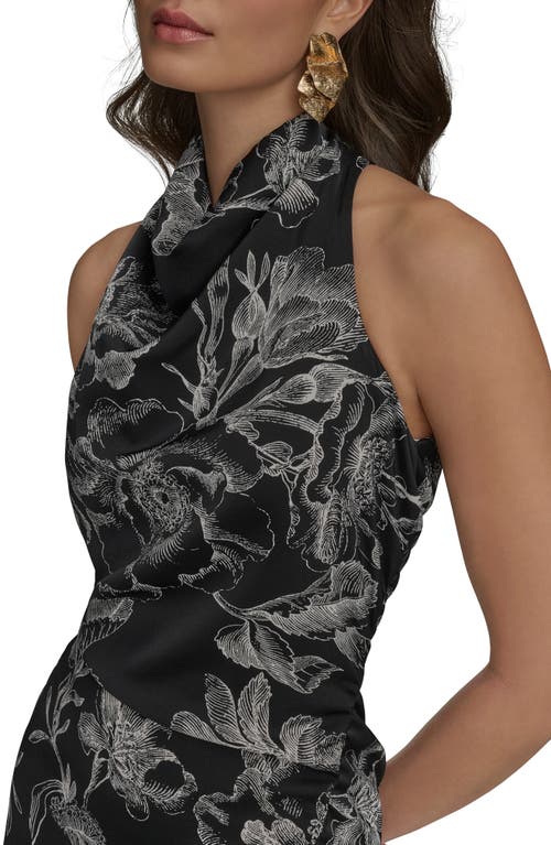 Donna Karan New York Floral Asymmetric Hem Maxi Dress In Black