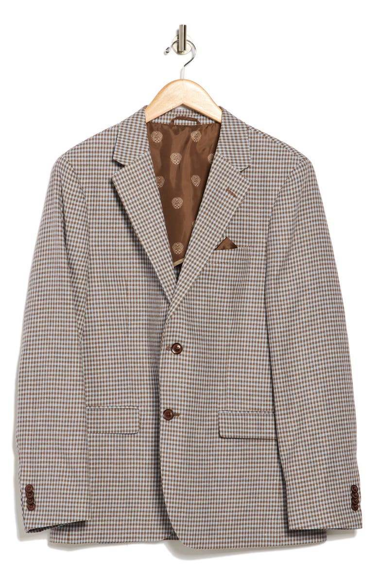 Vince Camuto Houndstooth Cotton & Linen Blend Sport Coat, Alternate, color, Blue/ Brown H/ Tooth