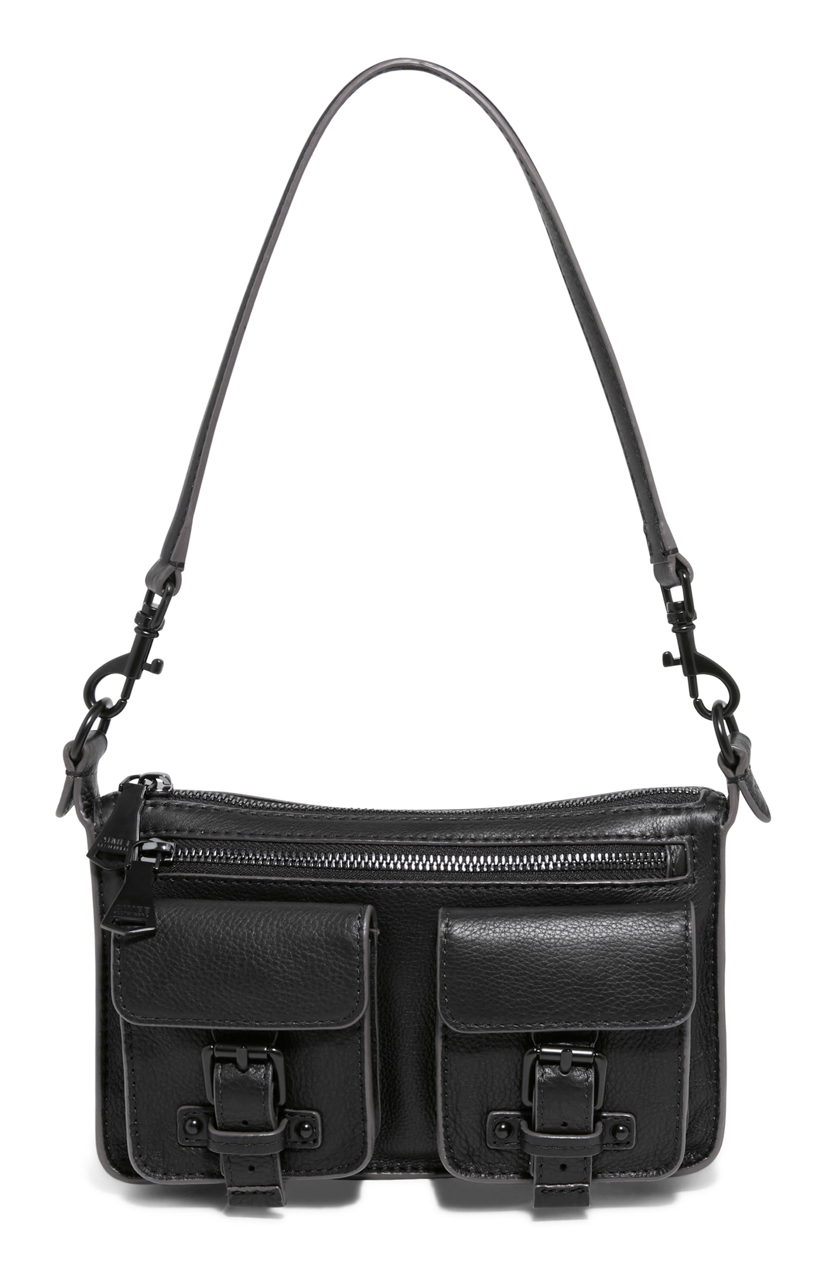 AIMEE Mini Saddle Up Convertible Leather Crossbody Bag, Alternate, color, Black W/ Black