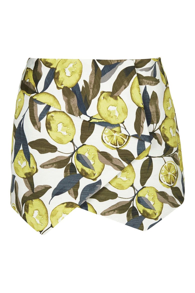 Lemon Print Pointed Hem Skort, Alternate, color, YELLOW MULTI