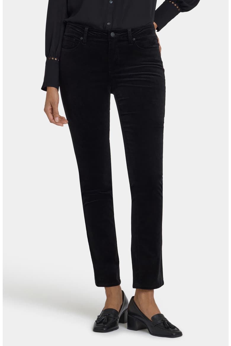 Sheri Slim Fit Velvet Pants, Main, color, BLACK