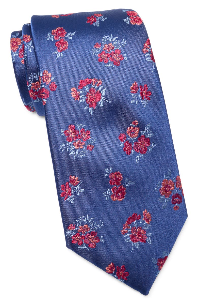Ted Baker London Middleton Satin Flower Silk Blend Tie, Main, color, Red