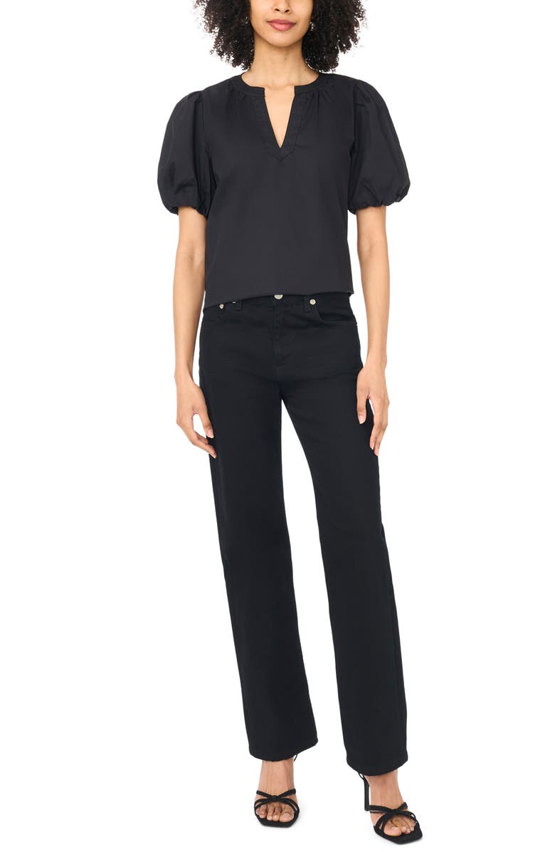 Vince Camuto Organdy Puff Sleeve Top, Alternate, color, Rich Black