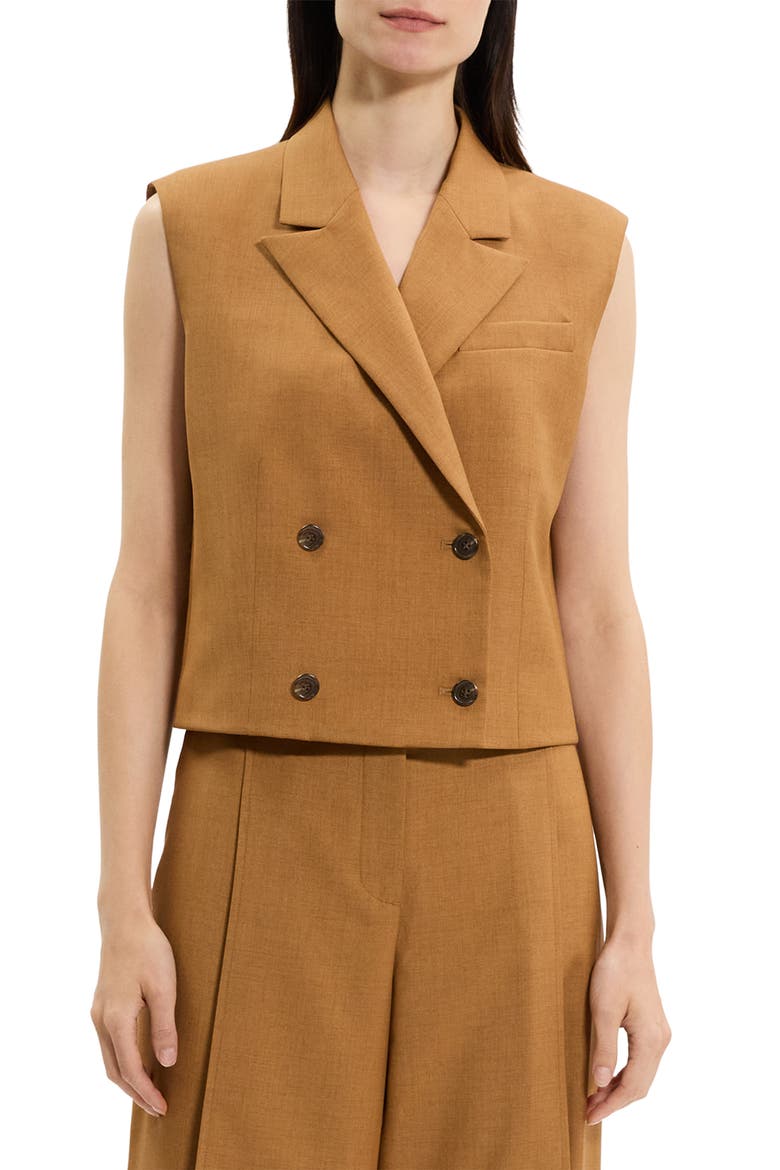 Double Breasted Crop Vest, Main, color, COPPER