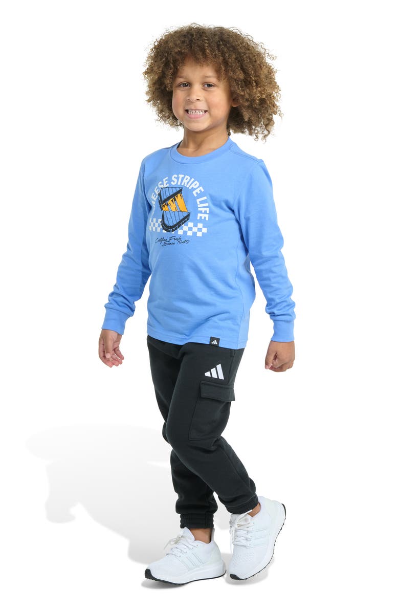 adidas Kids' GFX Graphic T-Shirt & Cargo Joggers Set, Alternate, color, Med Blue