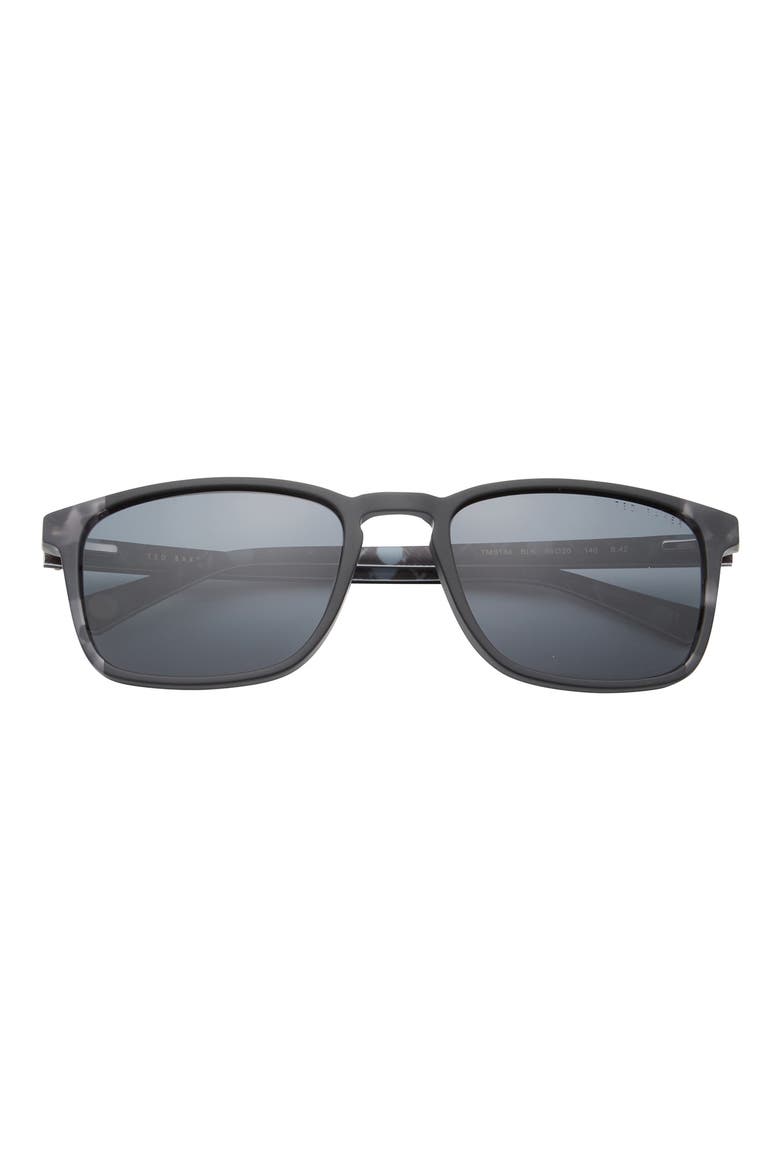 56mm Polarized Square Sunglasses, Main, color, BLACK