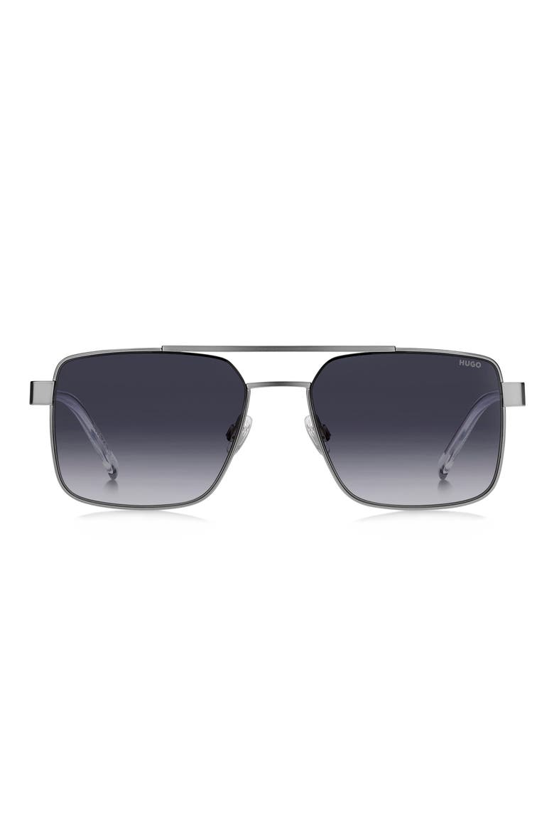 HG 1313/S 56mm Gradient Rectangle Sunglasses, Main, color, MATTE RUTHENIUM