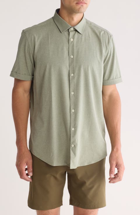 Microfiber Stretch Short Sleeve Button-Down Shirt