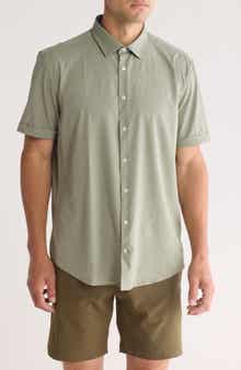 SOUL OF LONDON Microfiber Stretch Short Sleeve Button-Down Shirt