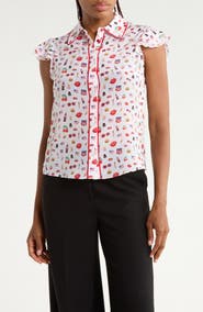 ALICE + OLIVIA Willa Staceface Silk Top