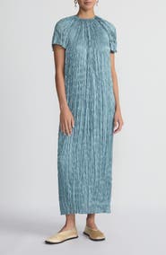 Lafayette 148 New York Iridescent Twill Plissé Maxi Dress