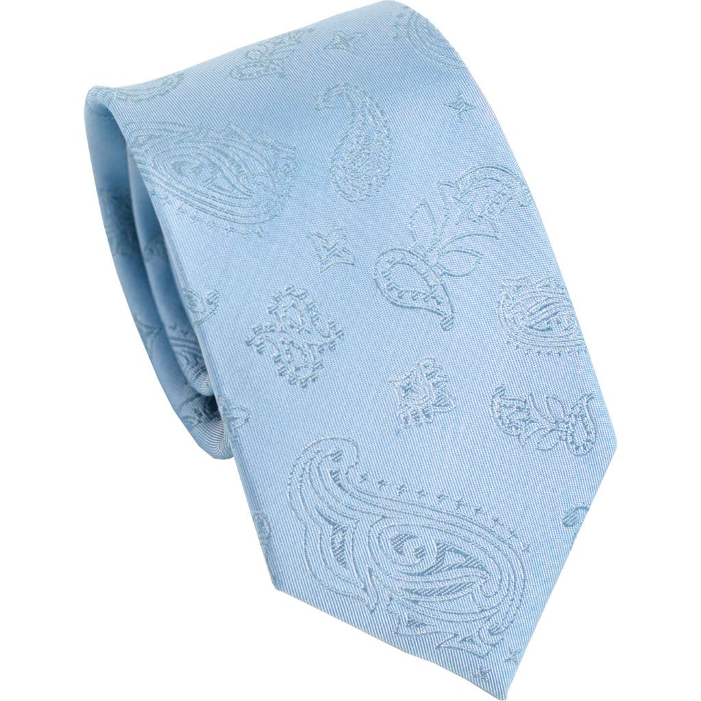 Lost Pattern Nyc "paisley" Silk Jacquard Tie In Blue