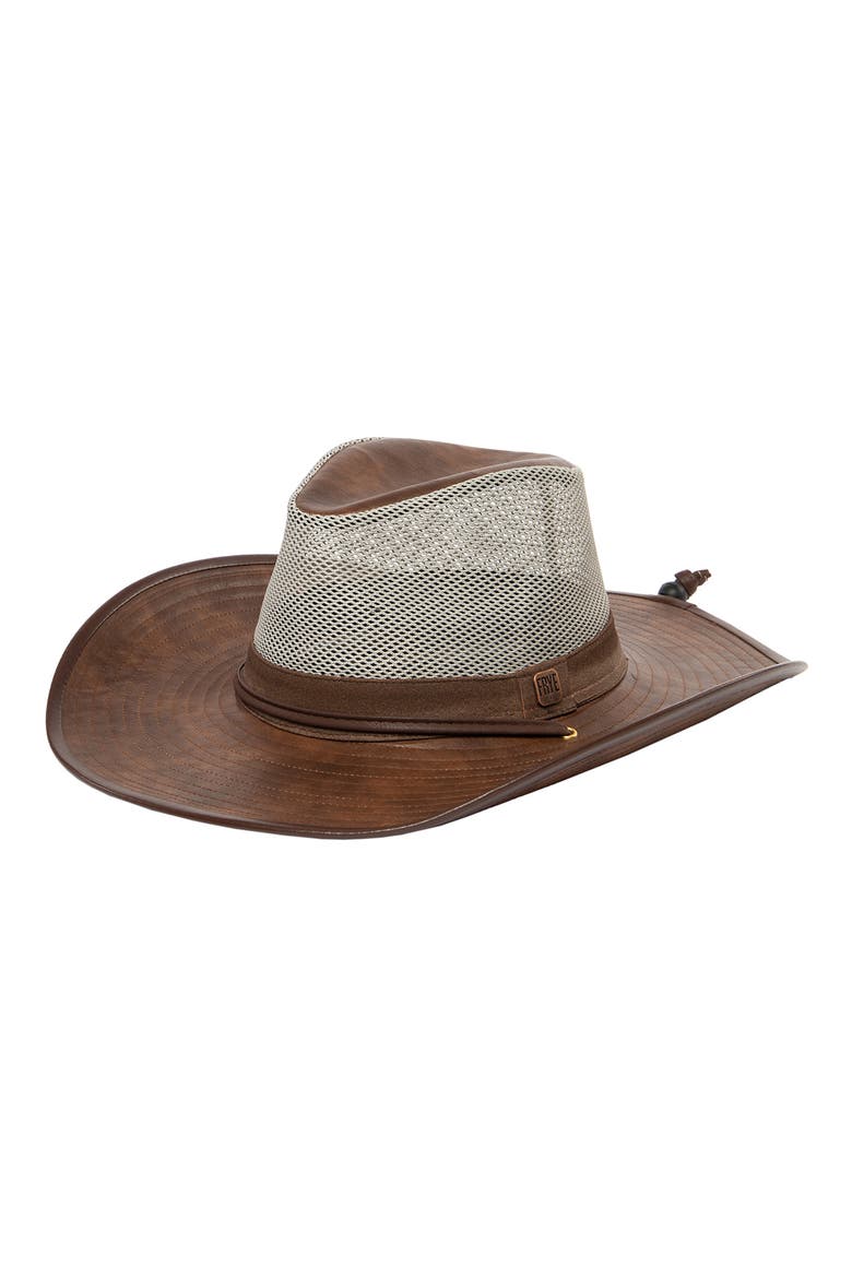 Faux Leather Cowboy Hat, Main, color, BROWN