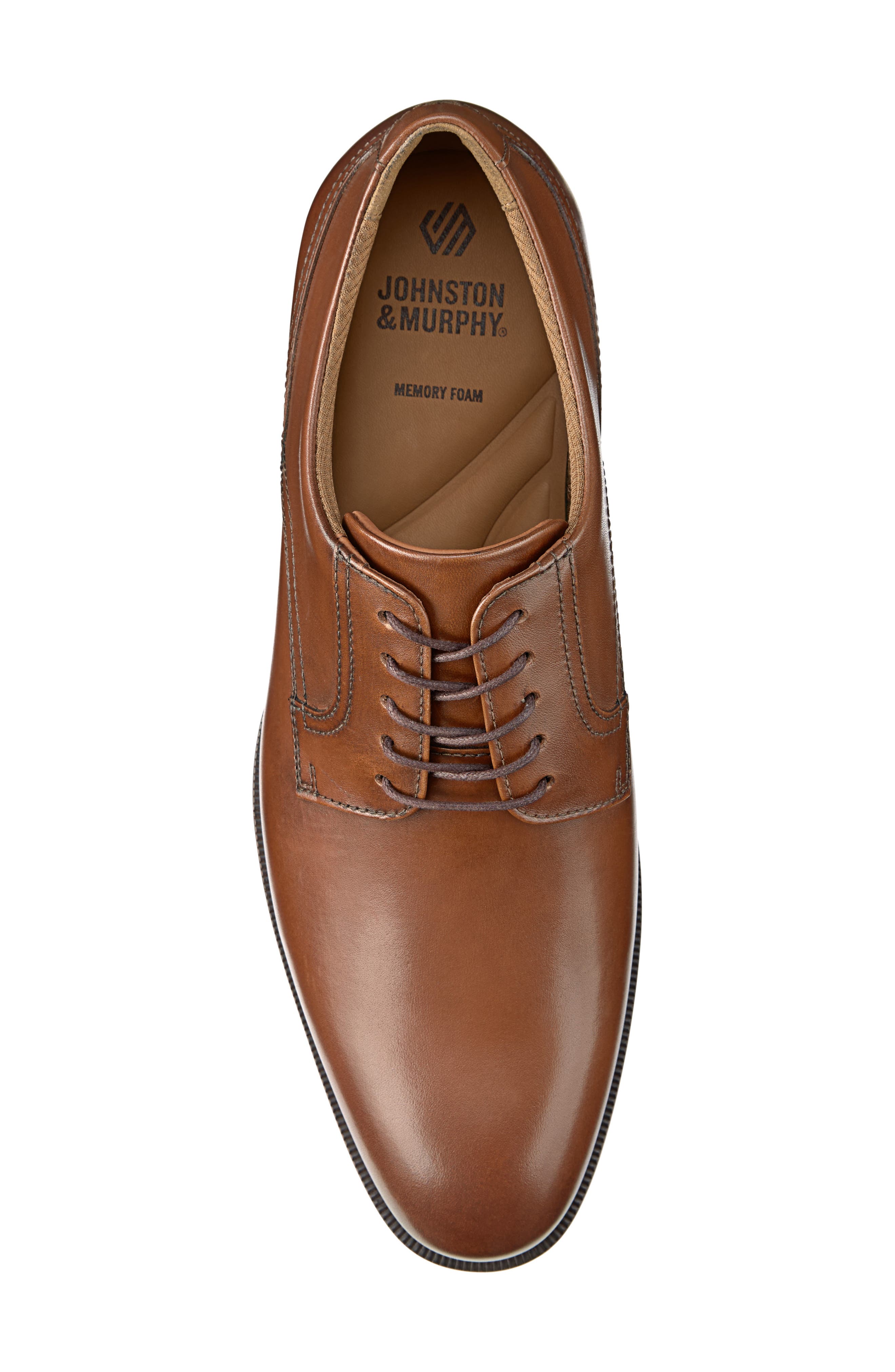 Johnston & Murphy Reeve Plain Toe Derby, Alternate, color, Brown Full Grain