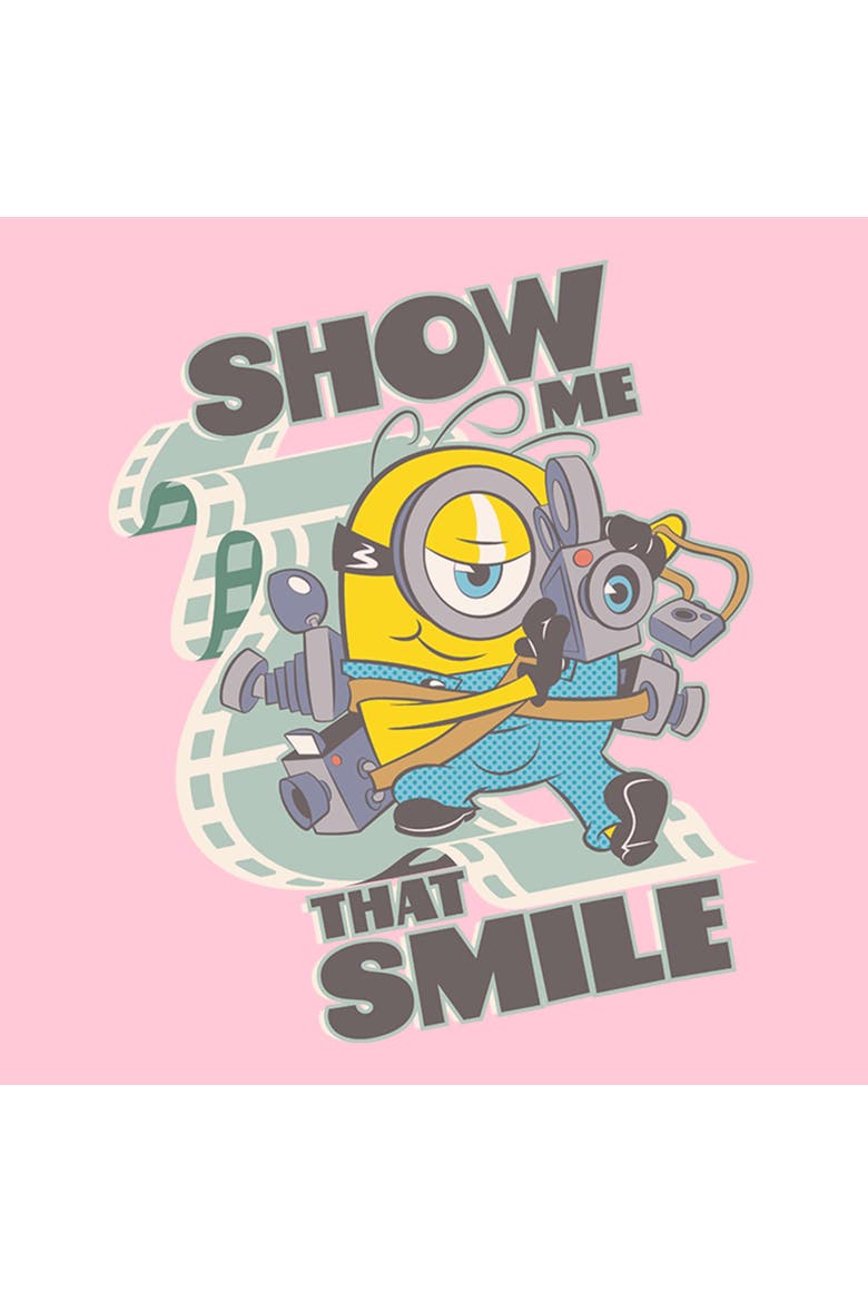 Girl's Minions & Monsters Smile At the Camera  Graphic T-Shirt, Alternate, color, Light Pink