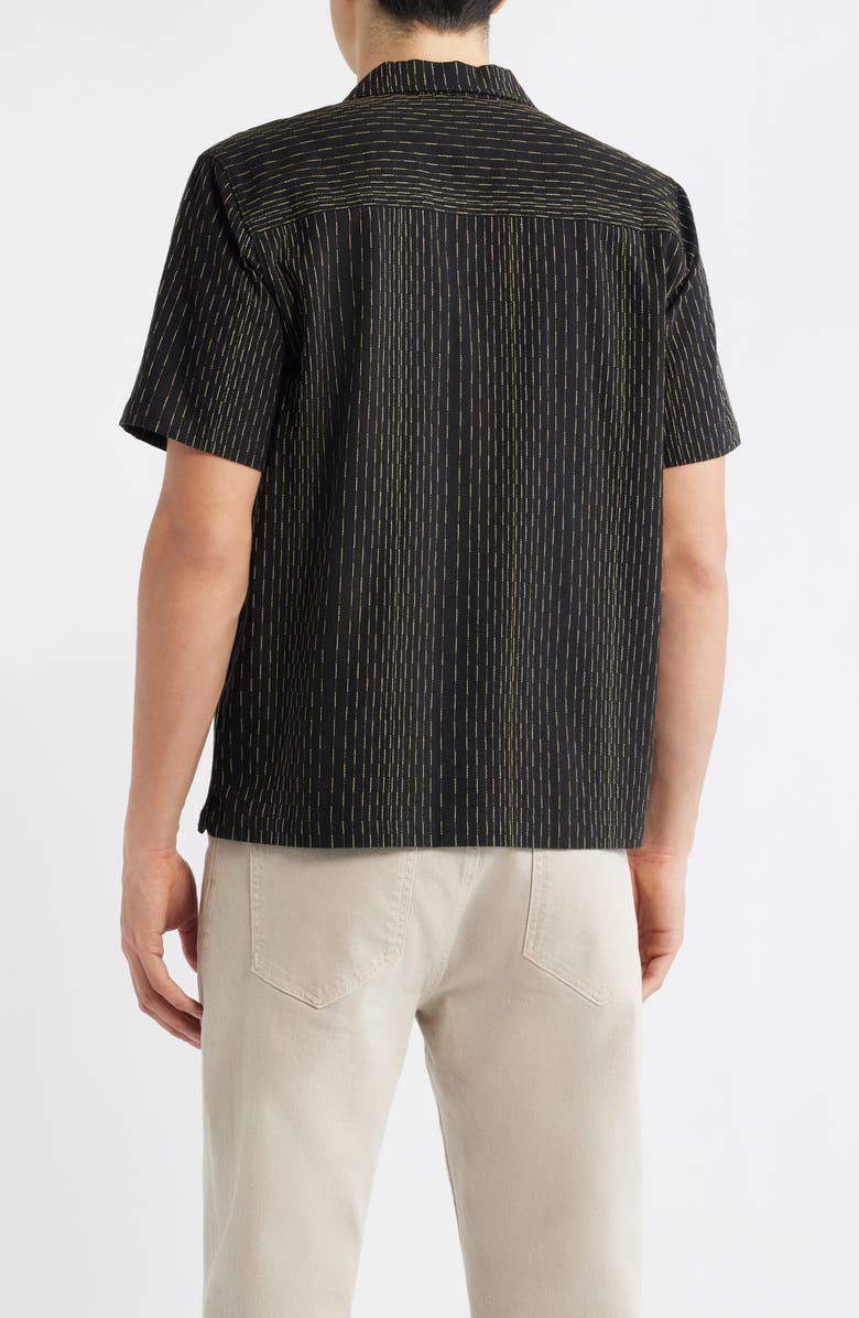 Percival Leland Stripe Camp Shirt, Alternate, color, Black