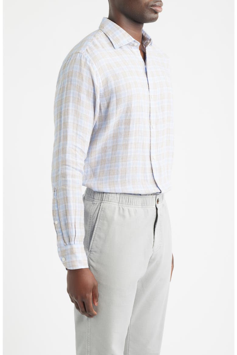 Milo Check Linen Button-Up Shirt, Alternate, color, CLOUDY BLUE