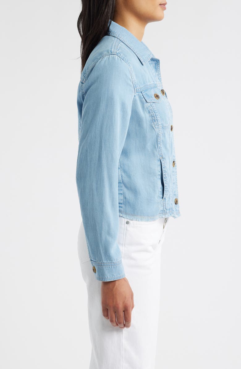 Tommy Bahama Fray Hem Chambray Crop Jacket, Alternate, color, Light Indigo Wash