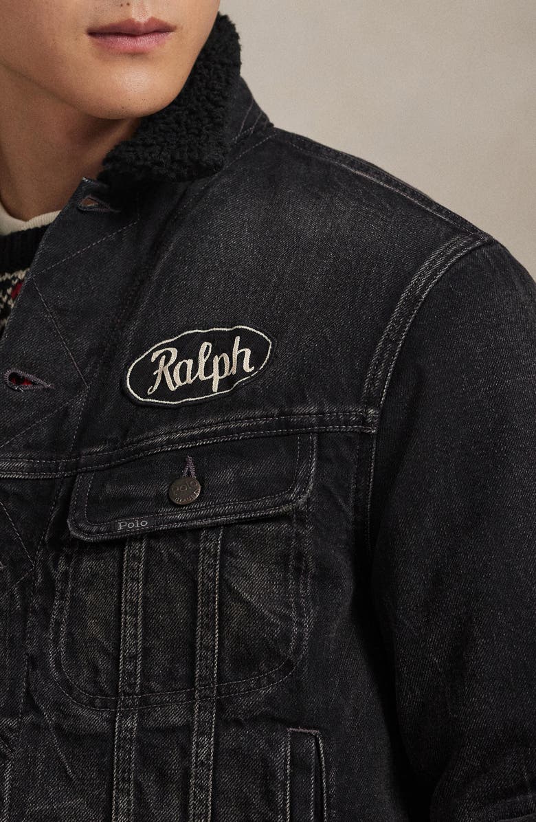 Polo Ralph Lauren Relaxed Fleece Lined Cotton Denim Trucker Jacket, Alternate, color, Beavenmeadow