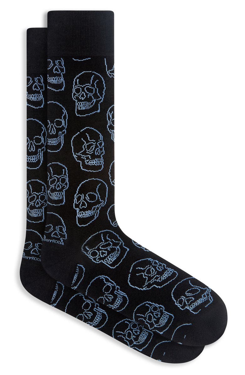 Bugatchi Skull Pattern Dress Socks, Main, color, 