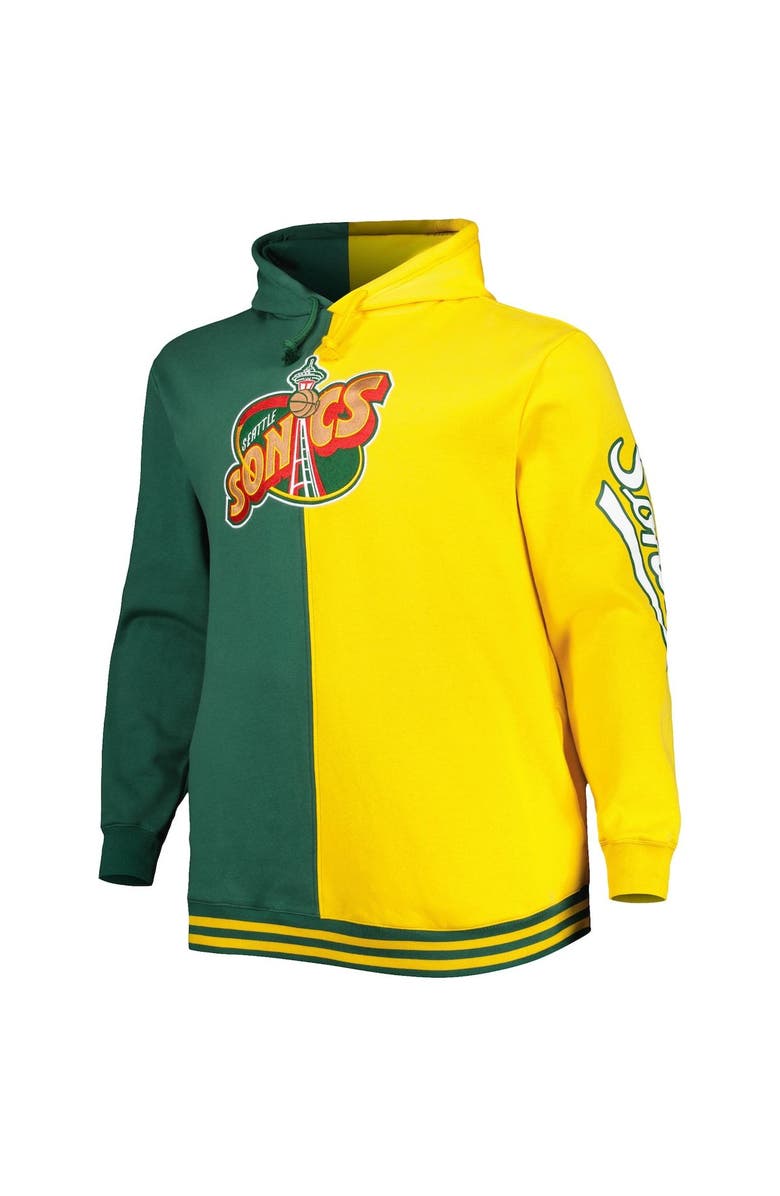 Mitchell & Ness Men's Mitchell & Ness Green/Gold Seattle SuperSonics Big & Tall Hardwood Classics Split Pullover Hoodie, Alternate, color, Green