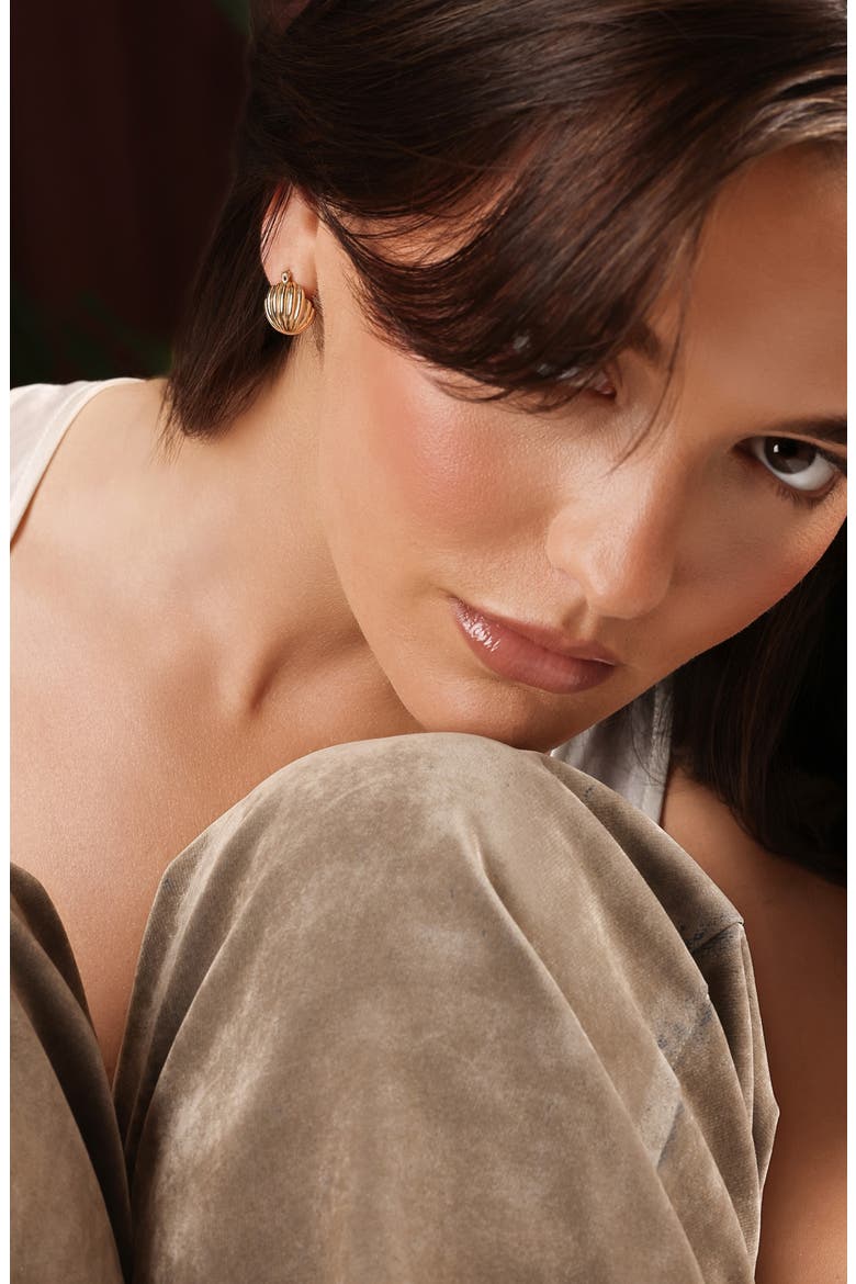 Chunky Huggie Hoop Earrings, Alternate, color, GOLD