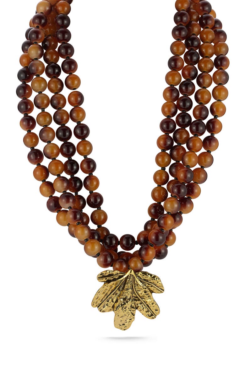 Beaded Layered Statement Necklace, Alternate, color, GOLD/RED