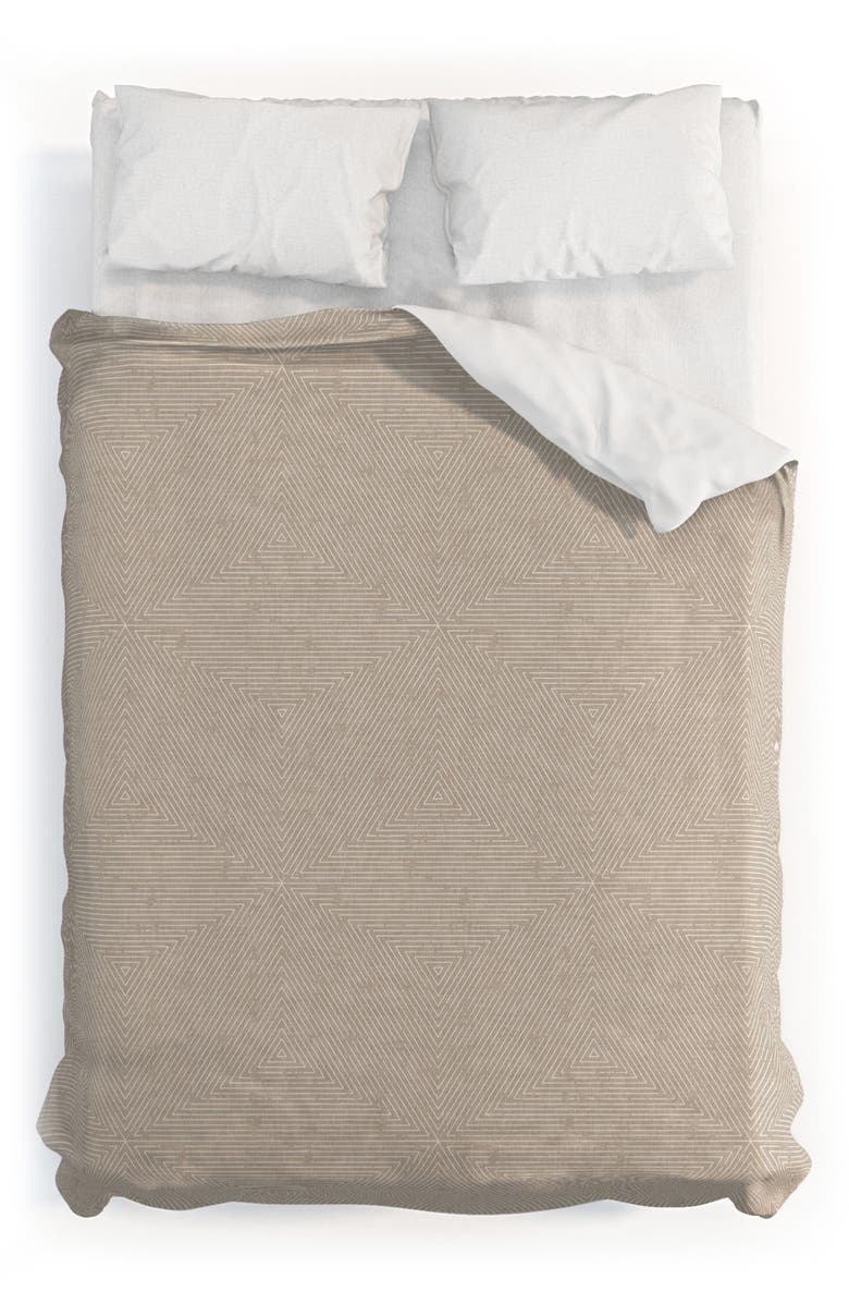 Deny Designs Lad Triangle Stripe 3-Piece Duvet Set - Queen, Alternate, color, Beige