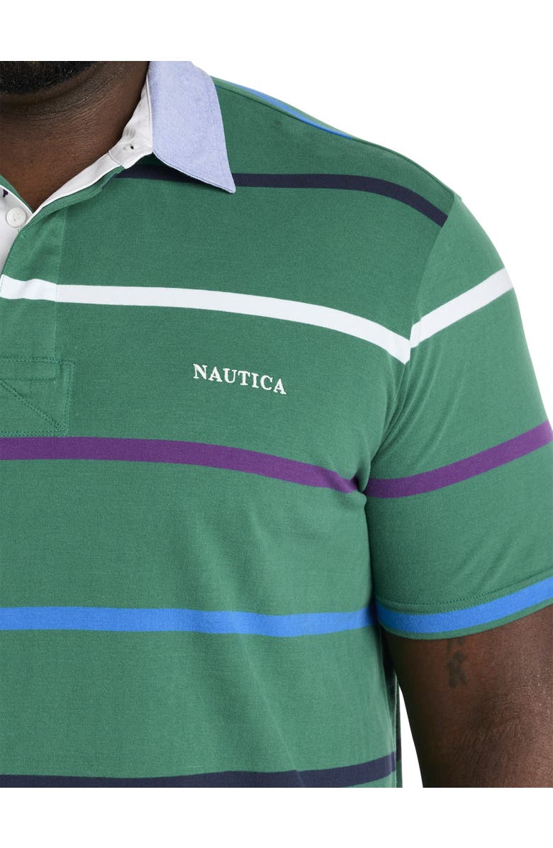 Nautica Striped Rugby Polo Shirt, Alternate, color, Greenleaf