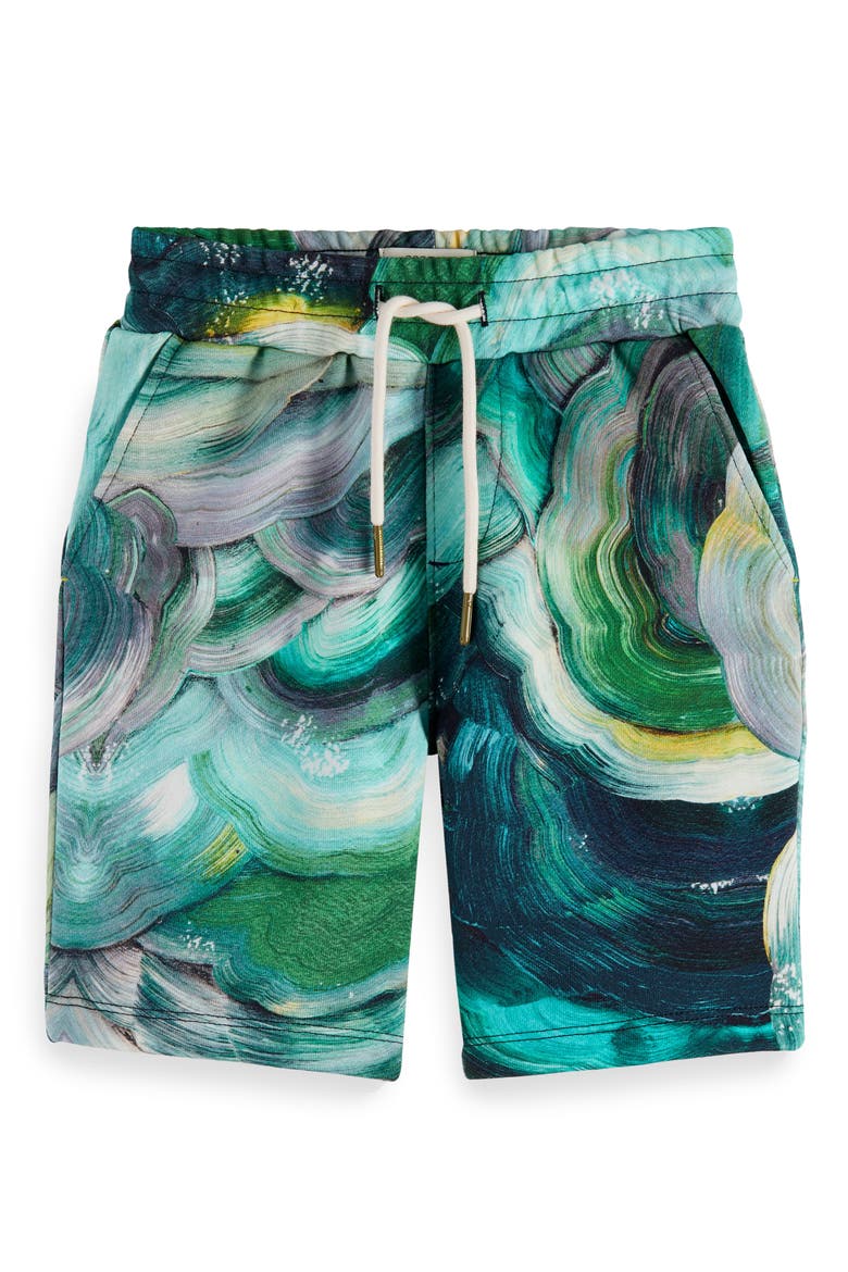 Kids' Swirl Print Sweat Shorts, Main, color, ABSTRACT FUNGI GREEN