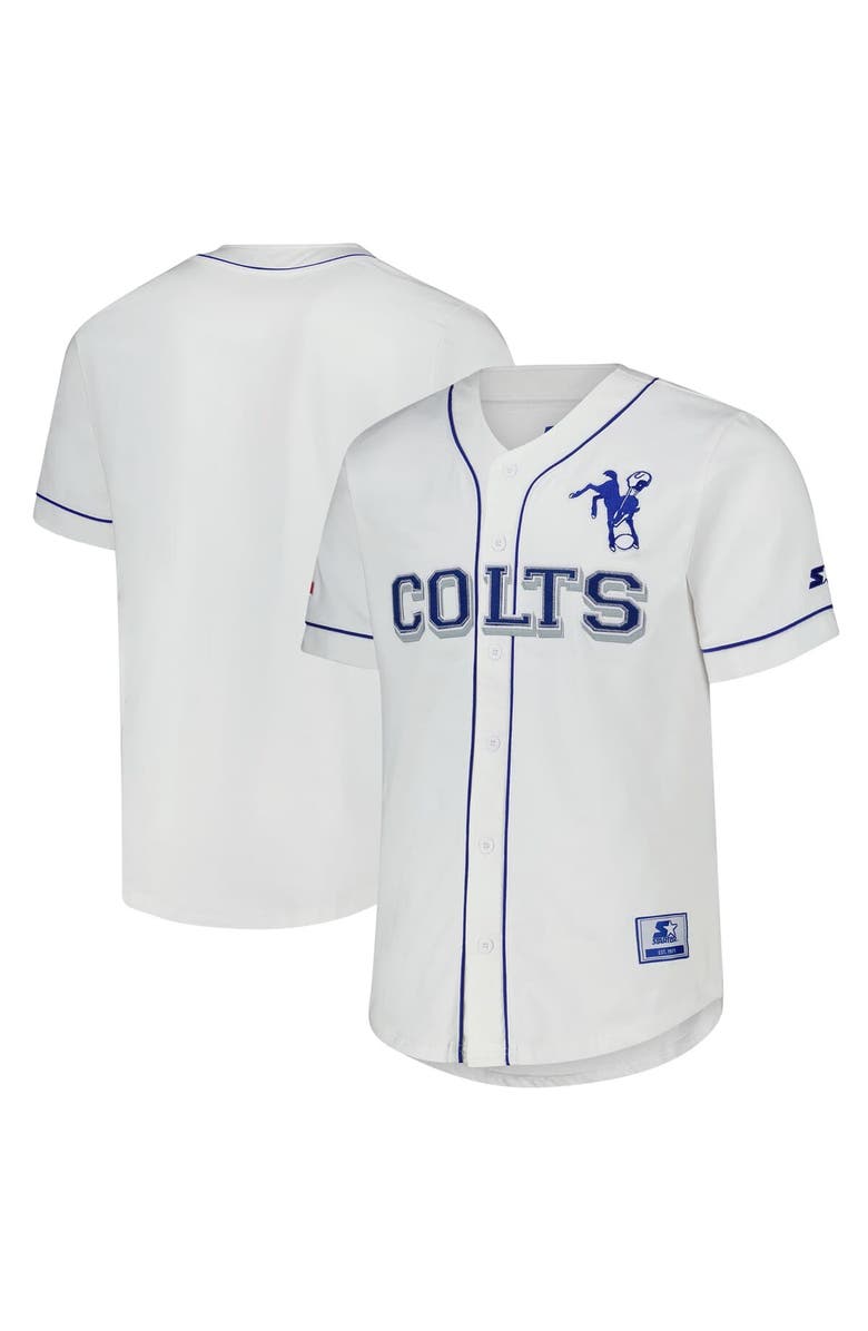 STARTER Men's Starter  White Indianapolis Colts Relay Vintage Full-Button Baseball Jersey, Main, color, White