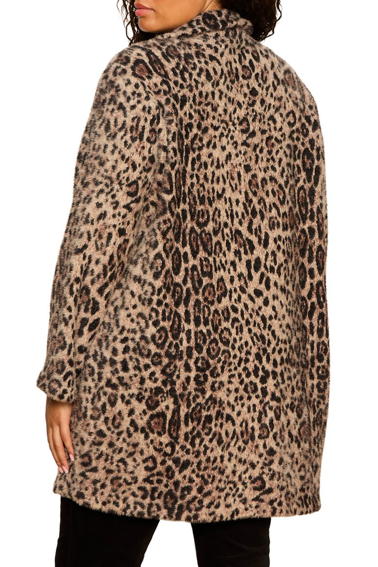 Upside Faux Fur Leopard Print Jacket, Alternate, color, COCOA KITTY BROWN