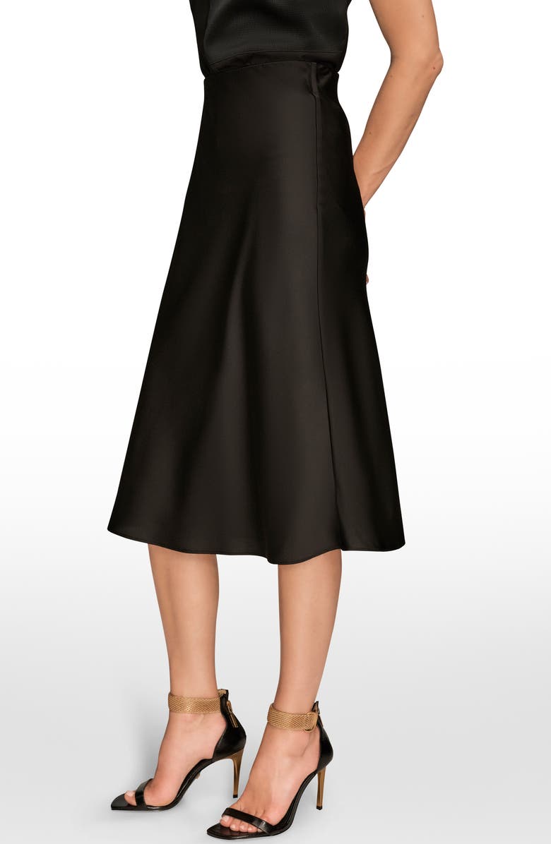 Donna Karan New York Satin Midi Skirt, Alternate, color, Black