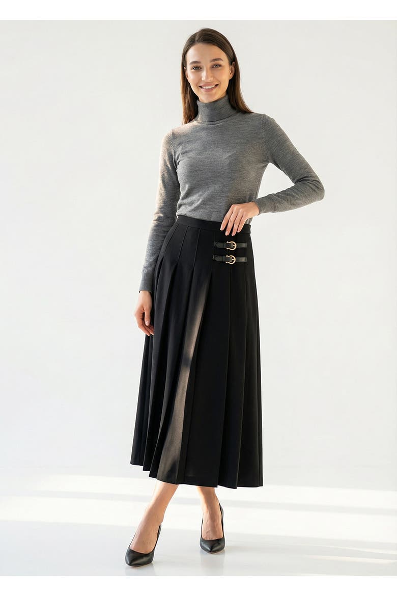 Jazmyn Midi Skirt, Main, color, BLACK