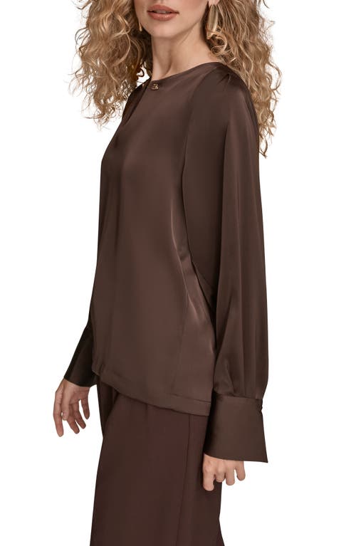 Donna Karan New York Chain Detail Long Sleeve Top In Brown