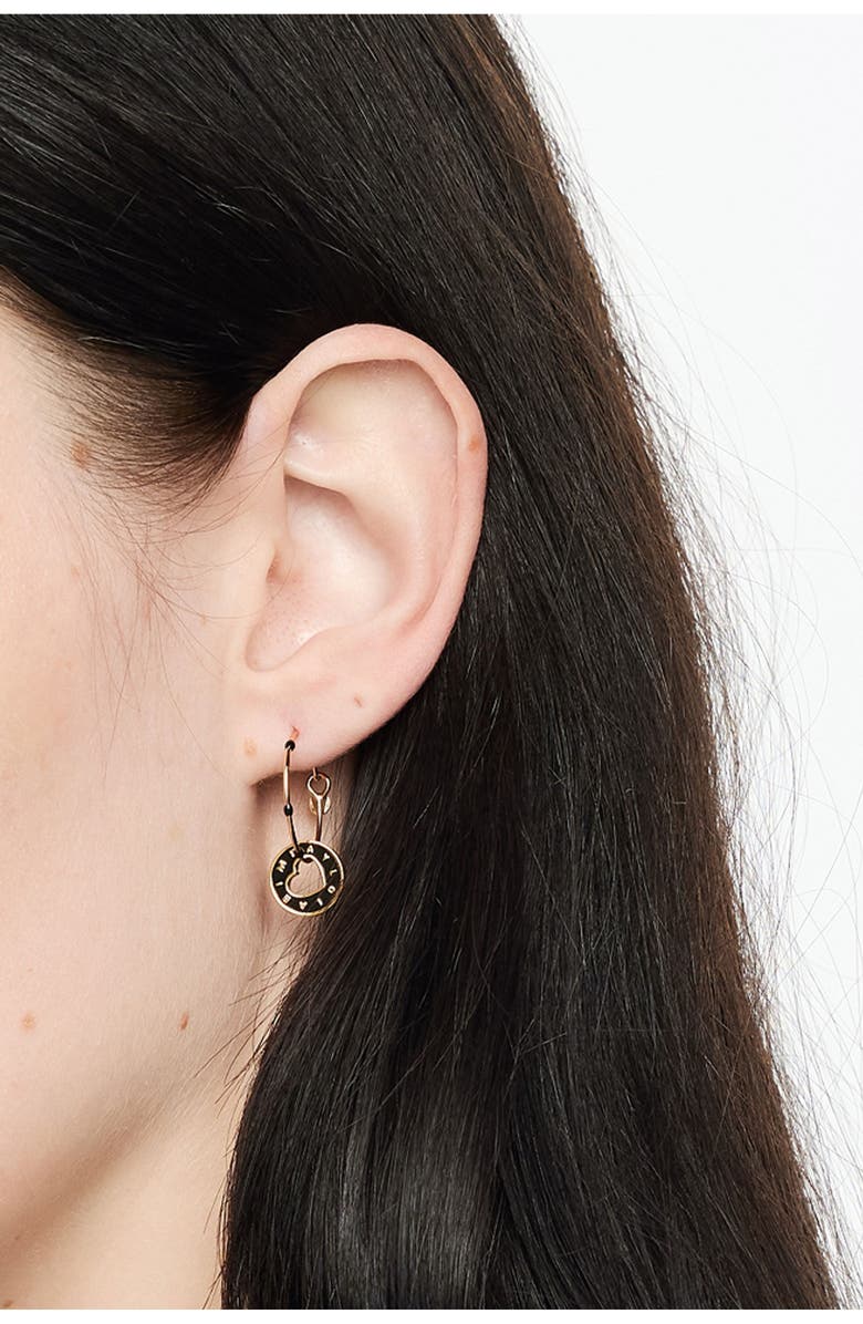 Bimba y Lola Hoop Earrings With Logo, Alternate, color, Black