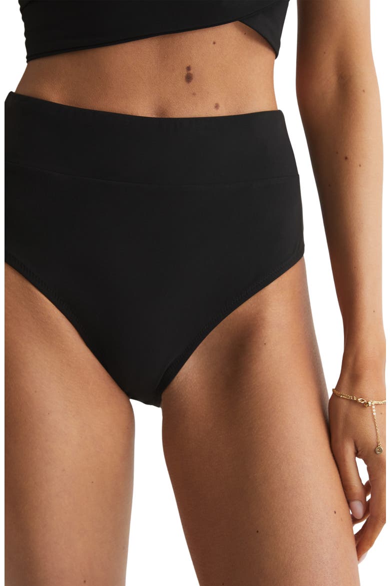 Cristina High Waist Bikini Bottoms, Alternate, color, BLACK