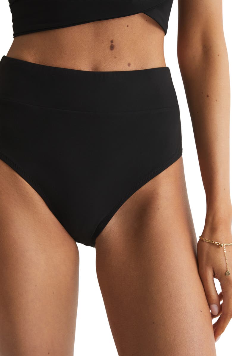 Reiss Cristina High Waist Bikini Bottoms, Alternate, color, Black