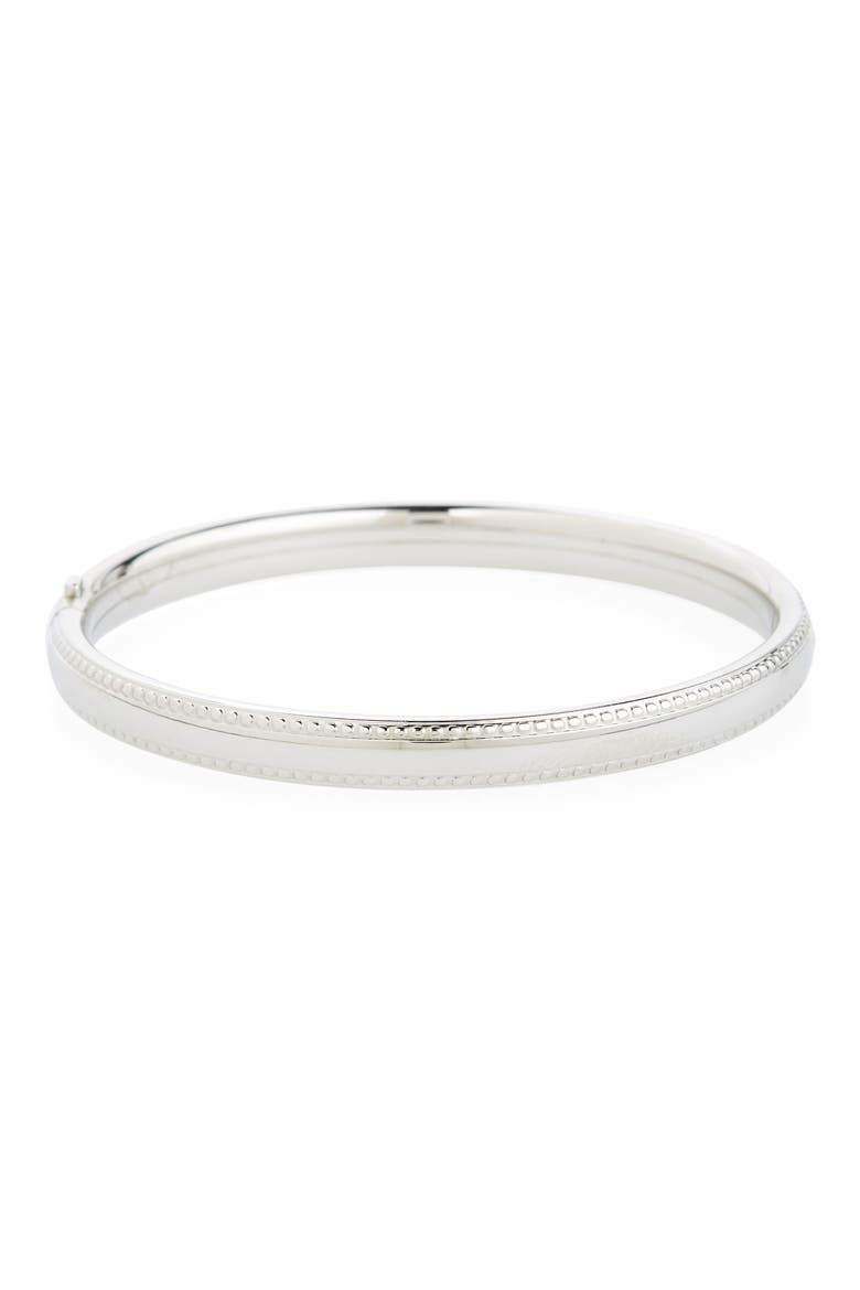 Bead Edge Silver Bangle, Main, color, SILVER