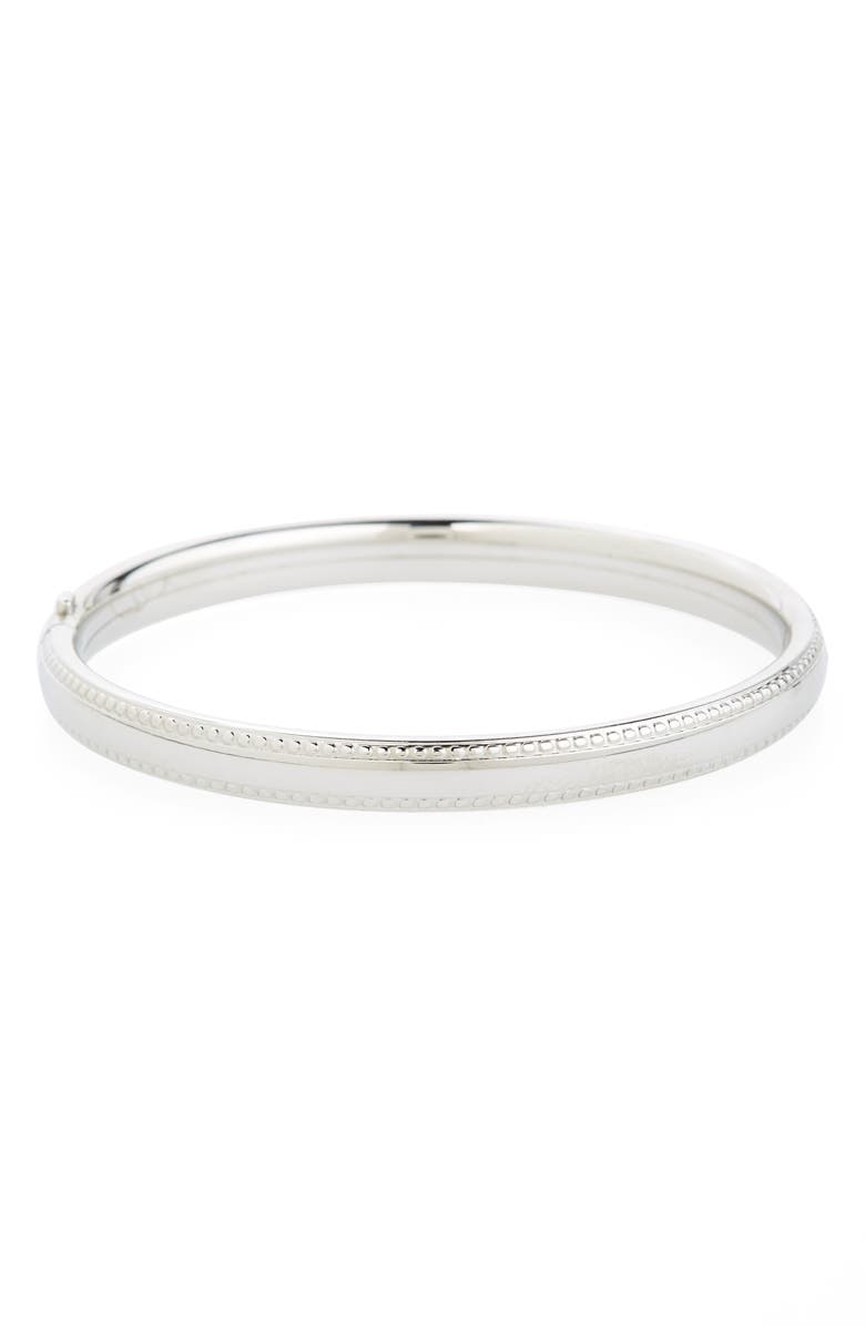 Mignonette Bead Edge Silver Bangle, Main, color, Silver