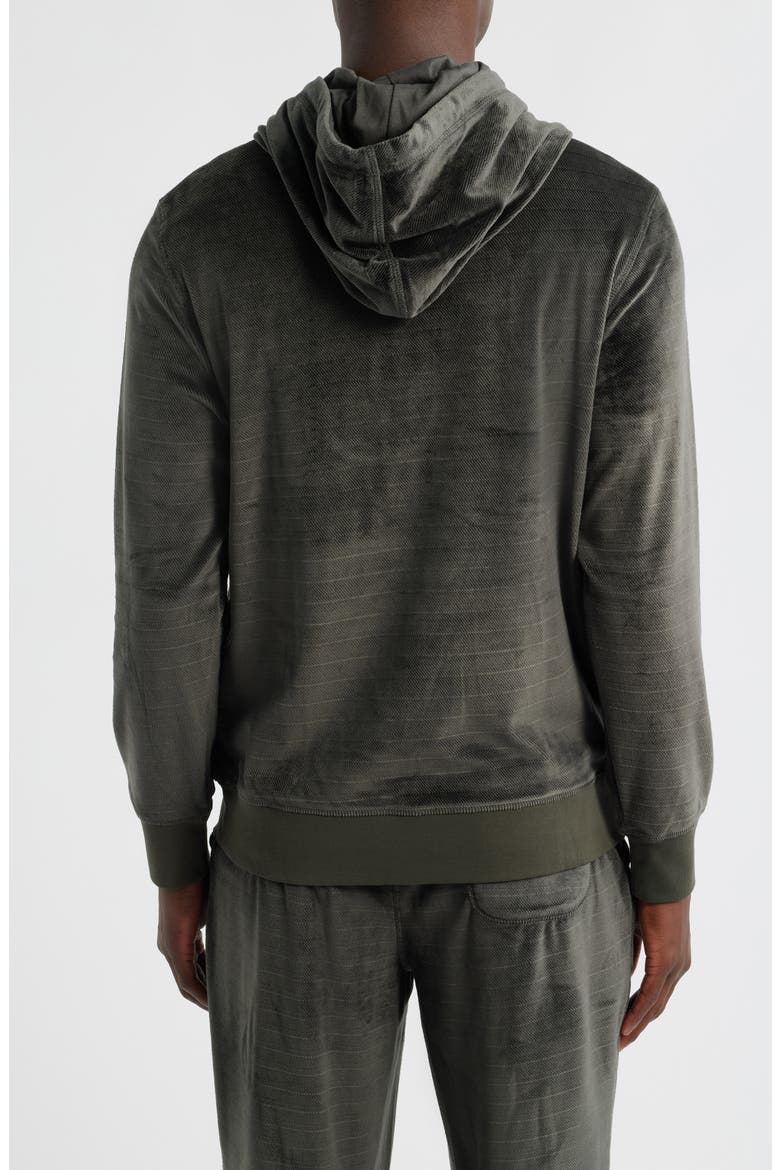 Angled Stripe Velour Pajama Hoodie, Alternate, color, CHARCOAL