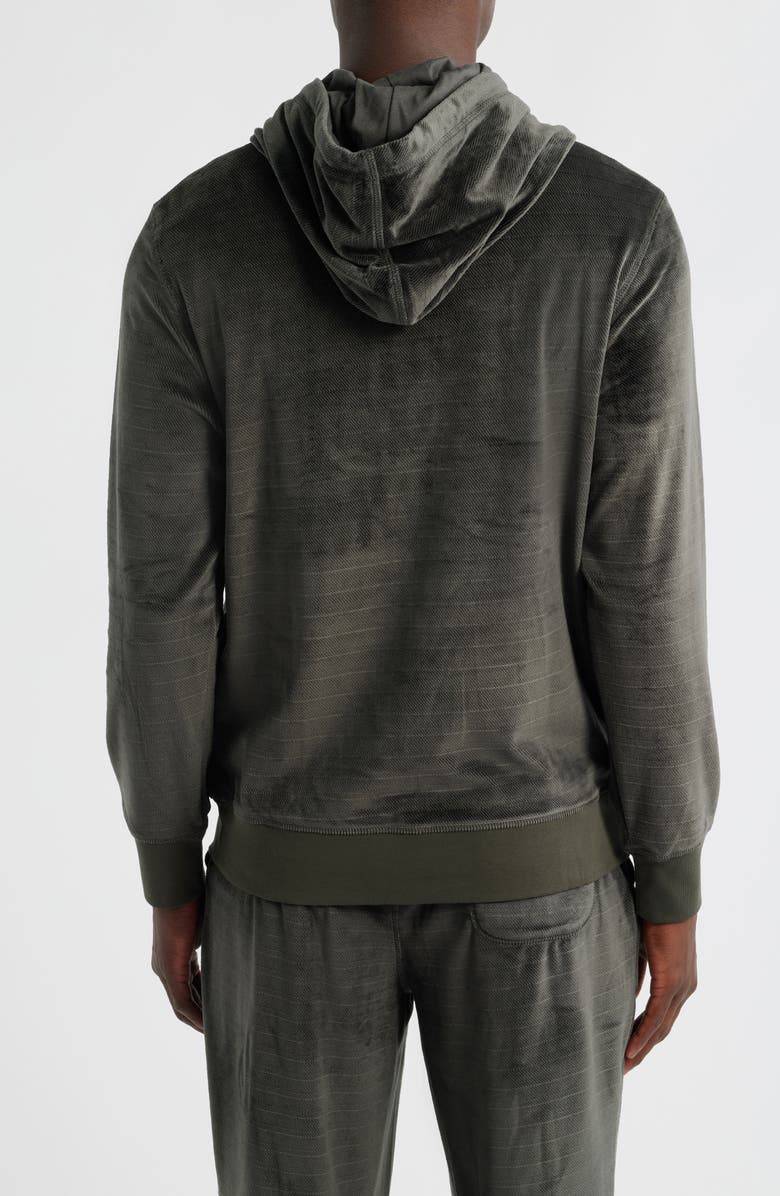 Daniel Buchler Angled Stripe Velour Pajama Hoodie, Alternate, color, Charcoal