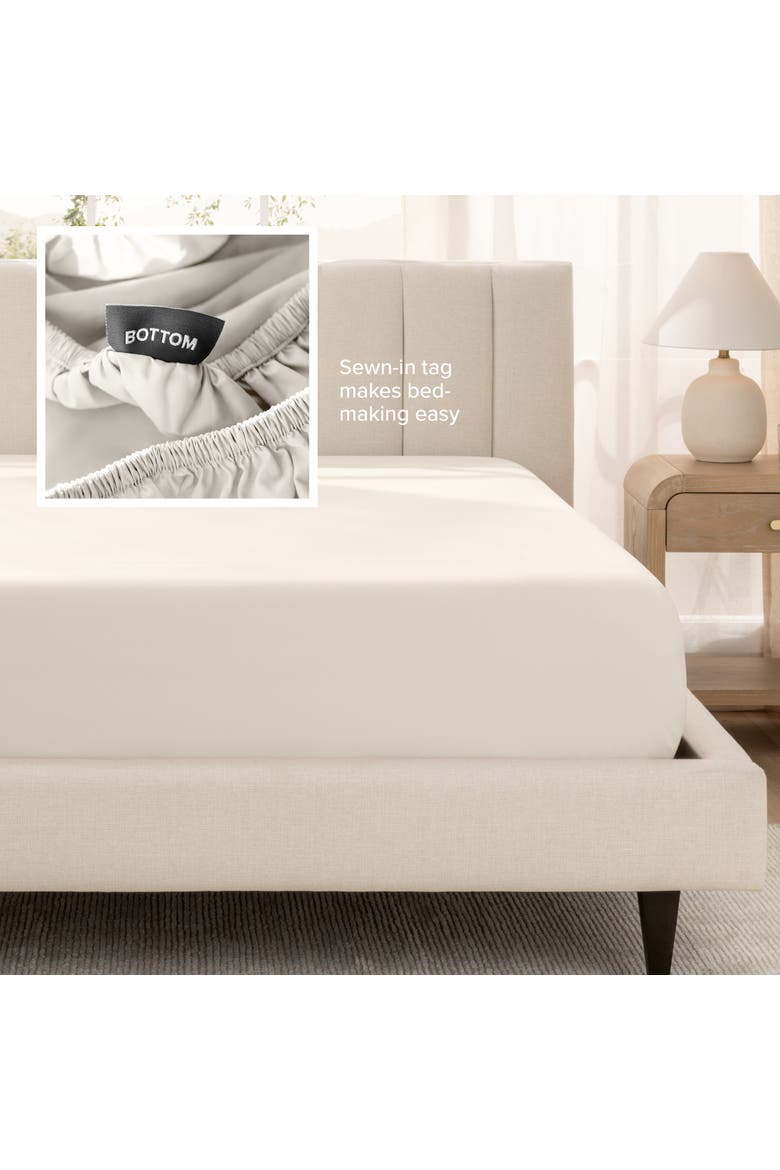 400 Thread Count Organic Cotton Sateen Fitted Sheet, Alternate, color, French Beige